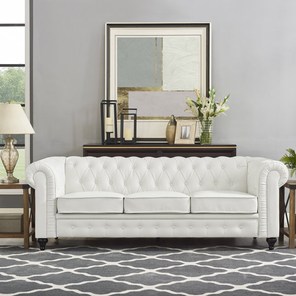 Alcott Hill® Sanmiguel 88" Upholstered Sofa Button Tufted Chesterfield